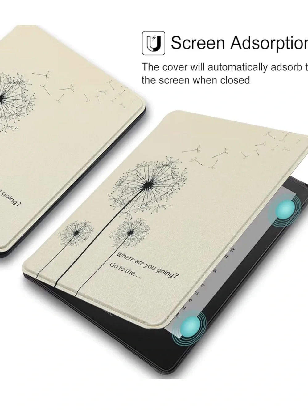 Slim Dandelion Tablet Case with Auto Wake/Sleep - White